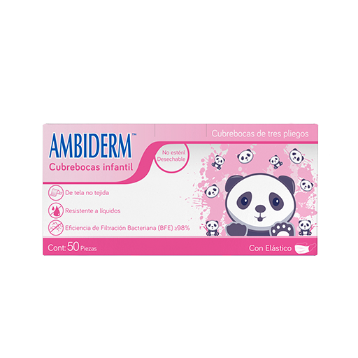 CUBREBOCAS INFANTIL ROSA CON PANDAS