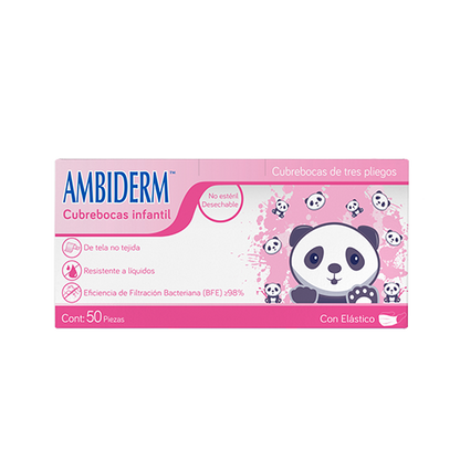 CUBREBOCAS INFANTIL ROSA CON PANDAS