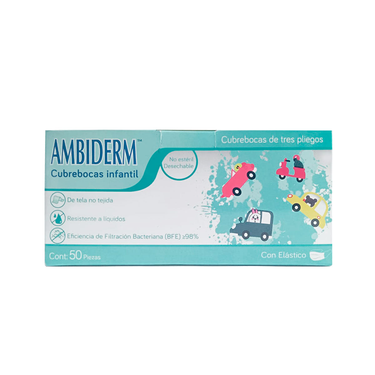 CUBREBOCAS INFANTIL VERDE CON CARRITOS