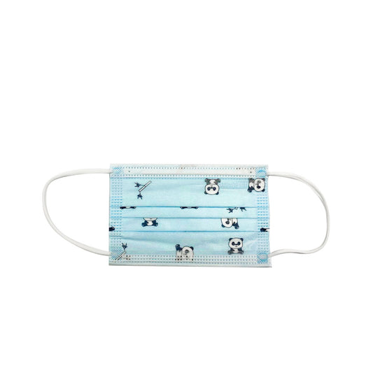 CUBREBOCAS INFANTIL AZUL CON PANDAS